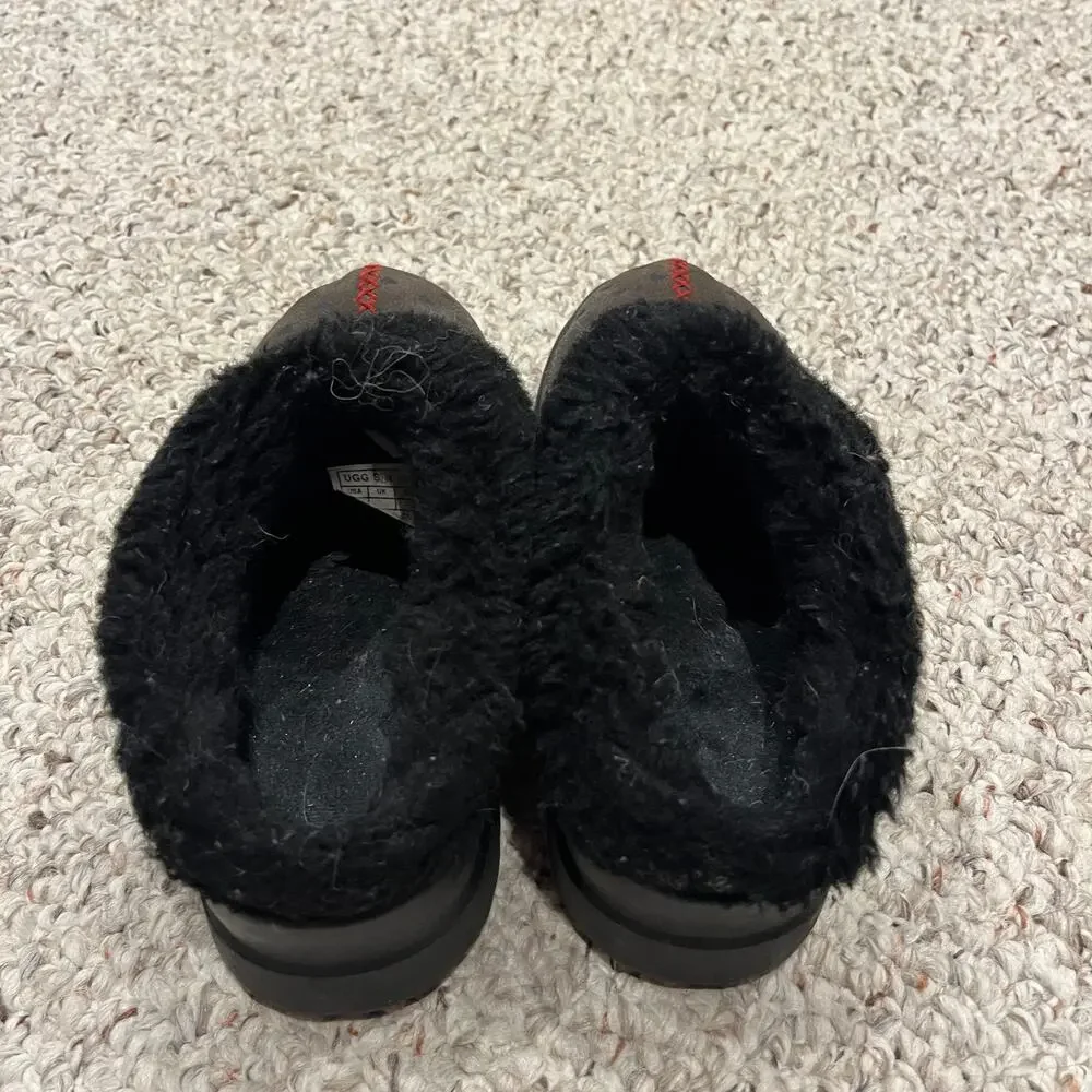 Ugg I Heart Dreams Suede Slippers Sz Girls 4 Black Red Heart Cozy Casual